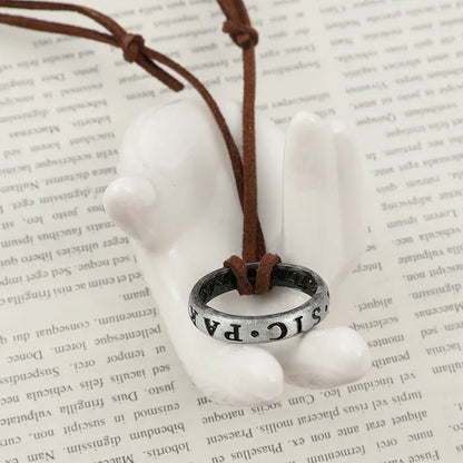 Uncharted 4 Nathan Drake Necklace - Vintage Leather Cord Pendant with Cosplay Ring, Movie Game Jewelry Prop