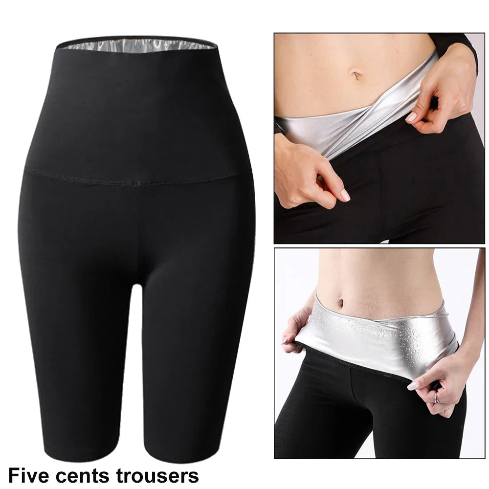 Women’s Sauna Sweat Suit Shorts – Waist Trainer Body Shaper with Pockets for Fitness, Gym & Weight Loss