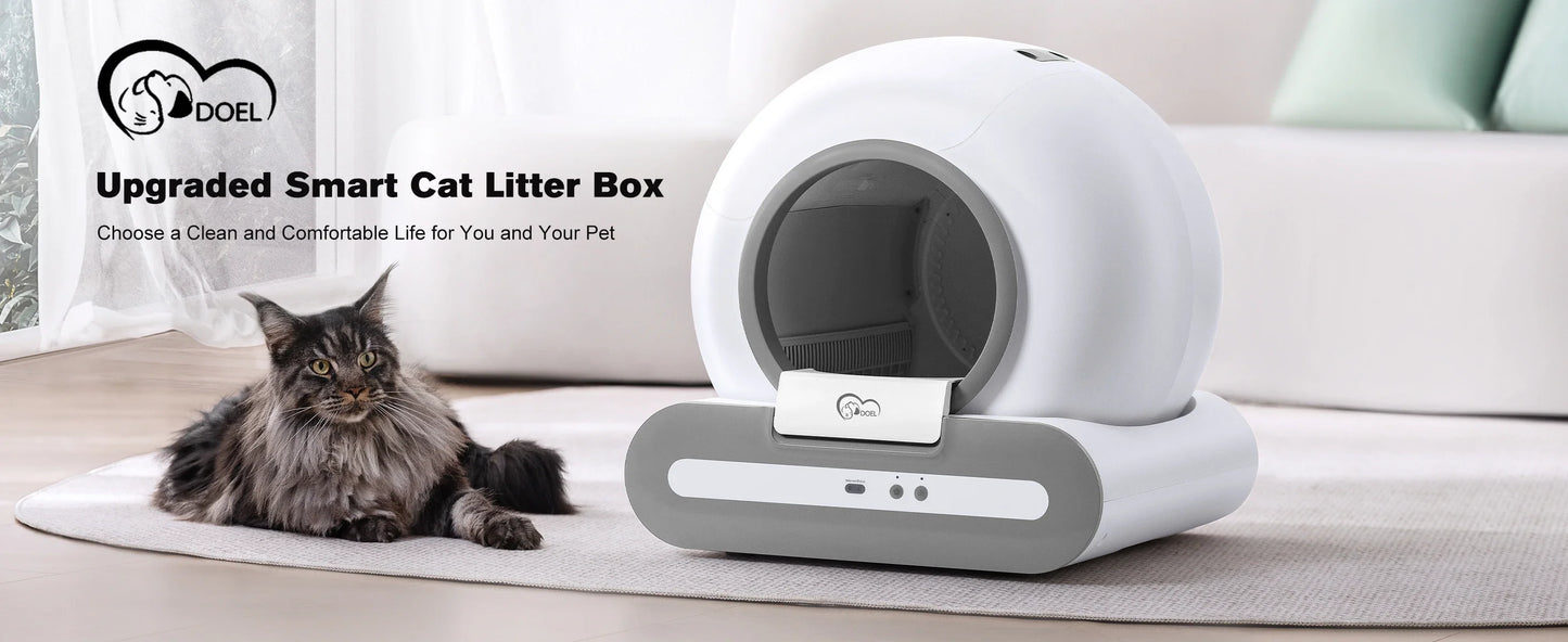 DOEL Automatic Self-Cleaning Cat Litter Box – App-Controlled Smart Toilet with Litter Mat for Multiple Large Cats