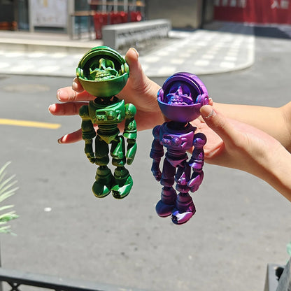 Articulated Skeleton Astronaut Figurine — 3D Printed Movable Space-Themed Collectible with Sliding Helmet for Home Display