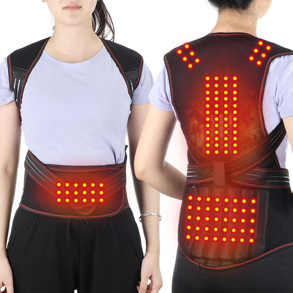 Tourmaline Magnetic Heated Vest — Self-Heating Thermal Waist Brace & Lumbar Support Corset for Posture Correction and Pain Relief