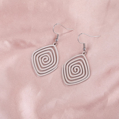 Skyrim Irregular Spiral Swirl Drop Earrings – Gold Stainless Steel Geometric Earrings for Women Trend Jewelry Gift