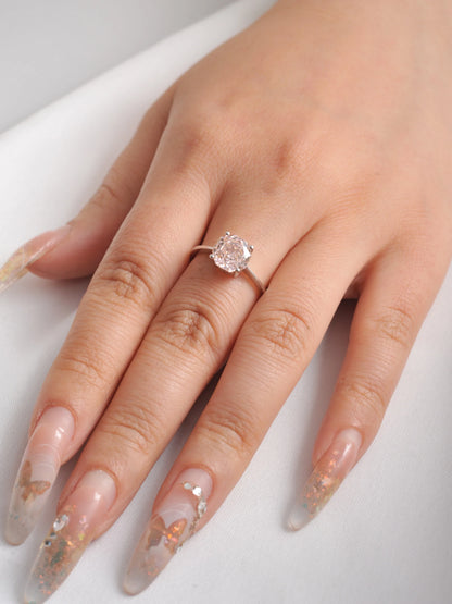 Potiy 2ct Octagon Rose Cut Morganite Pink CZ Solitaire Ring – 925 Sterling Silver Women’s Jewelry Gift with Certificate