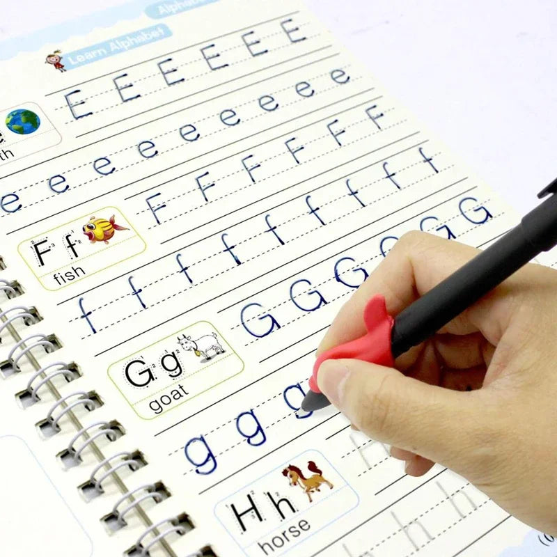 Sank Magic Practice Copybook Set – Reusable Writing Workbook with Pen, English Calligraphy for Preschool Kids Learning & Handwriting Practice