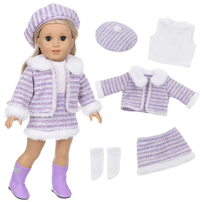 18-Inch Girl Doll Clothes – Pink Coat & Office Dress Outfit, Baby Girl Doll Gift Toy