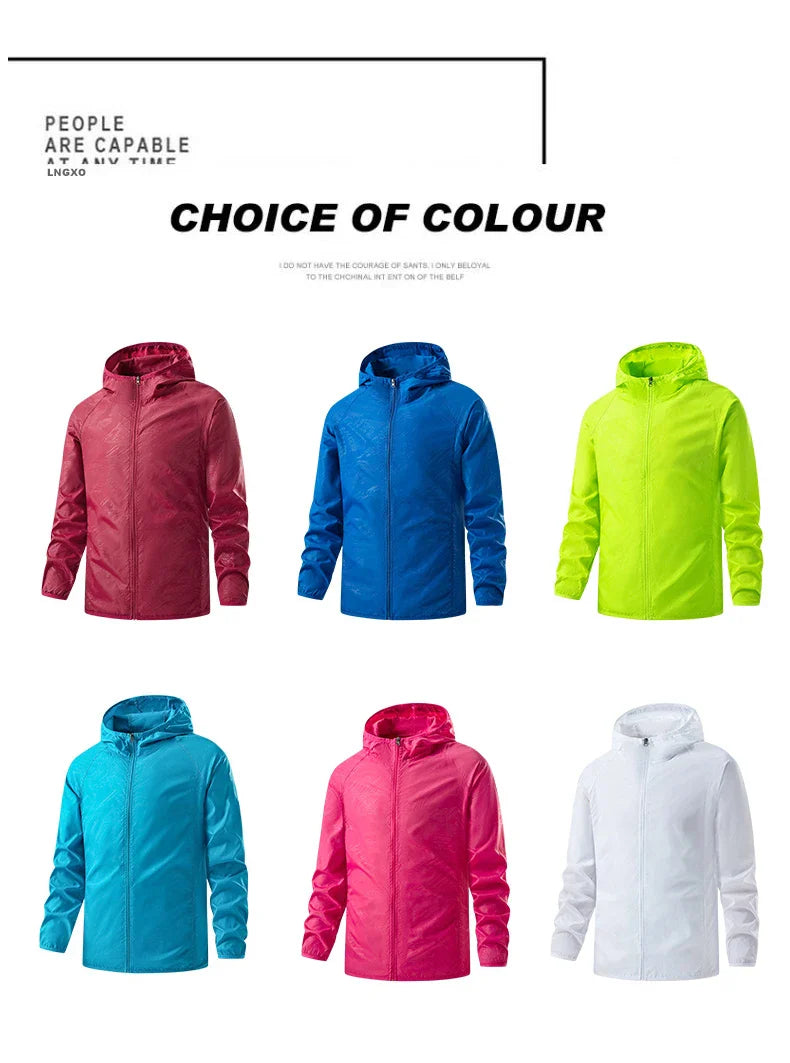 LNGXO Waterproof Hiking Jackets for Men & Women – Sun Protection Windbreaker, Camping, Climbing, and Outdoor Rain Coat, Unisex Portable Gear