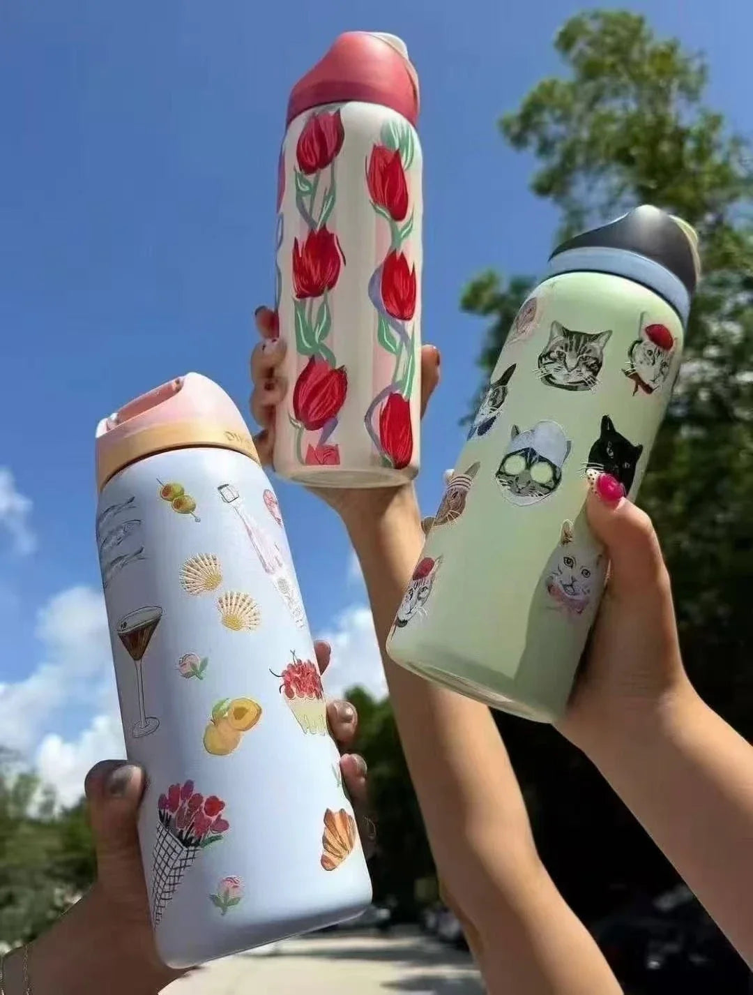 32oz & 24oz One-Touch Pop-Up Sports Water Bottle — Vacuum Insulated Tumbler with Straw & Spout, Leakproof for Outdoor and Gym Use