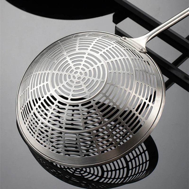 3 Sizes Round 304 Stainless Steel Strainer Set – Long Handle Kitchen Sieves for Hot Pot, Oil Filter & Cooking Tools