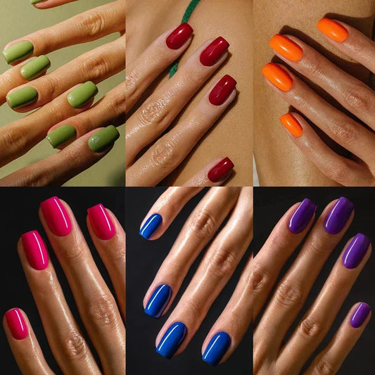 Solid Color Press-On False Nails Set – Square Shape Wearable Nail Art Tips with Glue, Fashion Manicure Accessories (Wholesale)