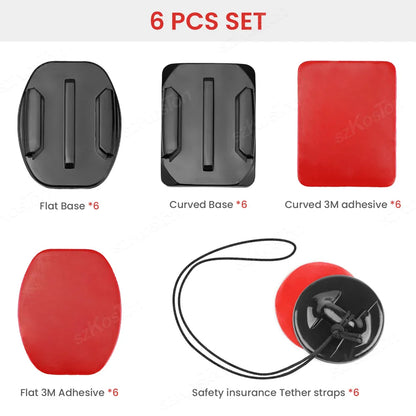 Universal Helmet Adhesive Mount Kit – Flat & Curved Sticky Mounts for GoPro 8–13, Insta360, DJI Osmo Action, AKASO & SJCAM