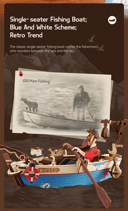 Robotime Rokr 3D Wooden Puzzle Kit – Gravity Swing, Sky Captain & Ocean Fisher Model Building Kit for Teens & Adults