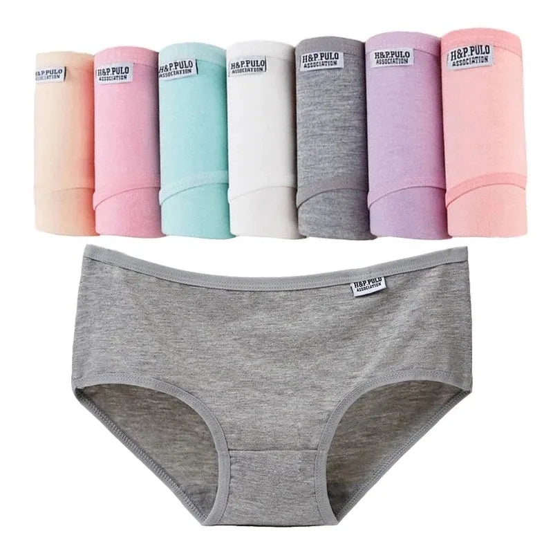 7Pcs/Lot Plus Size Women's Cotton Panties: Sexy Briefs, Lingeries Shorts Underpant Solid Panty - Female Intimates in 4XL
