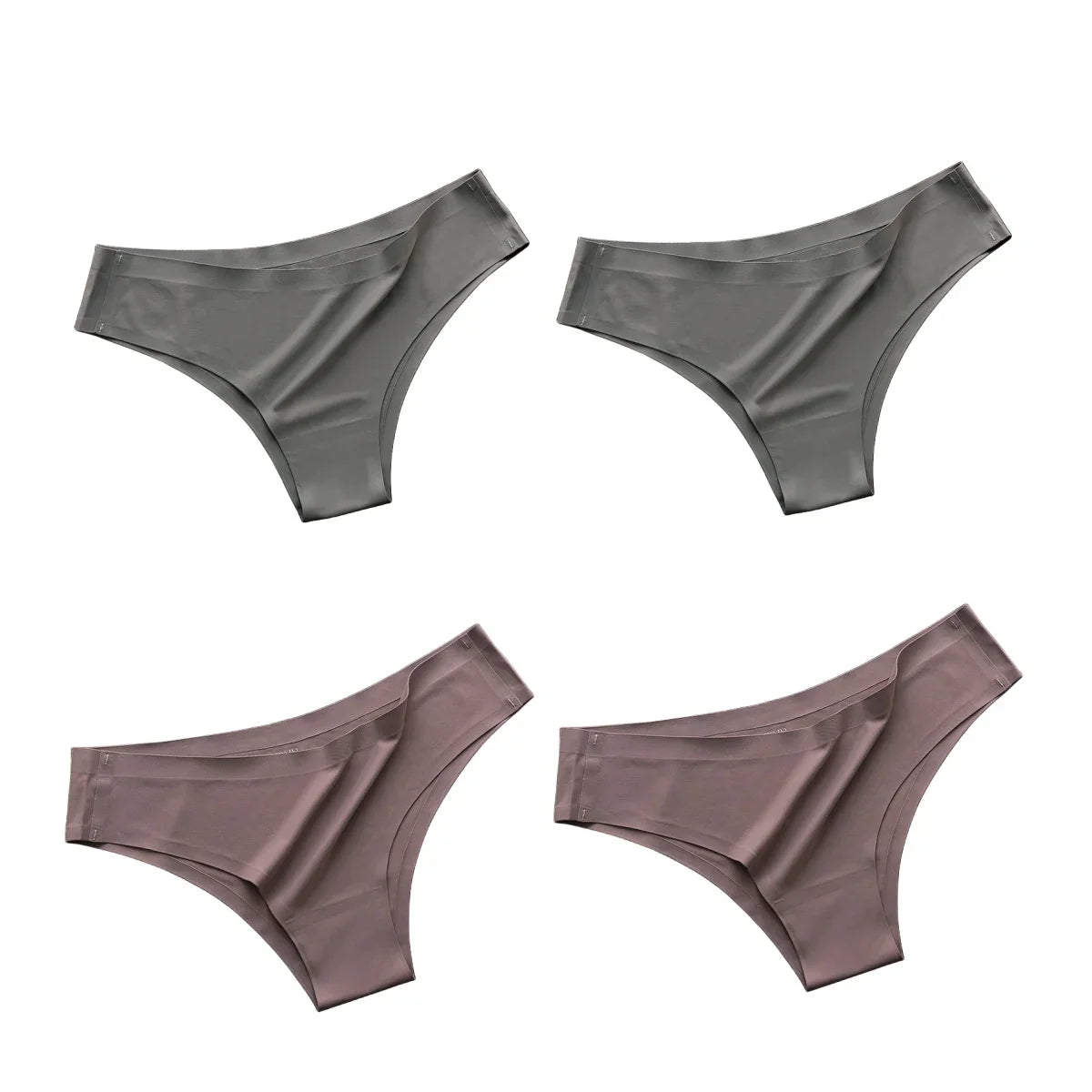 4PCS Seamless Brazilian Panties Set – Ice Silk Ultra-Thin Low Waist Women’s Briefs Sexy Soft Breathable Bikini Lingerie Underwear