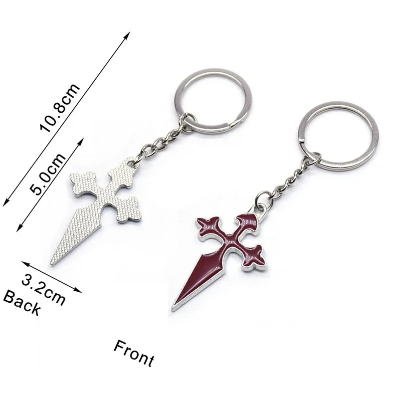 Red Enamel Metal Cross Keychain – Unisex Religious Key Ring for Men & Women Fashion Bag Pendant Jewelry Gift