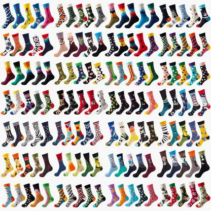 Men's Cotton Dress Socks 5-Pair Pack - Funny Casual Novelty Crew Socks Gift Set