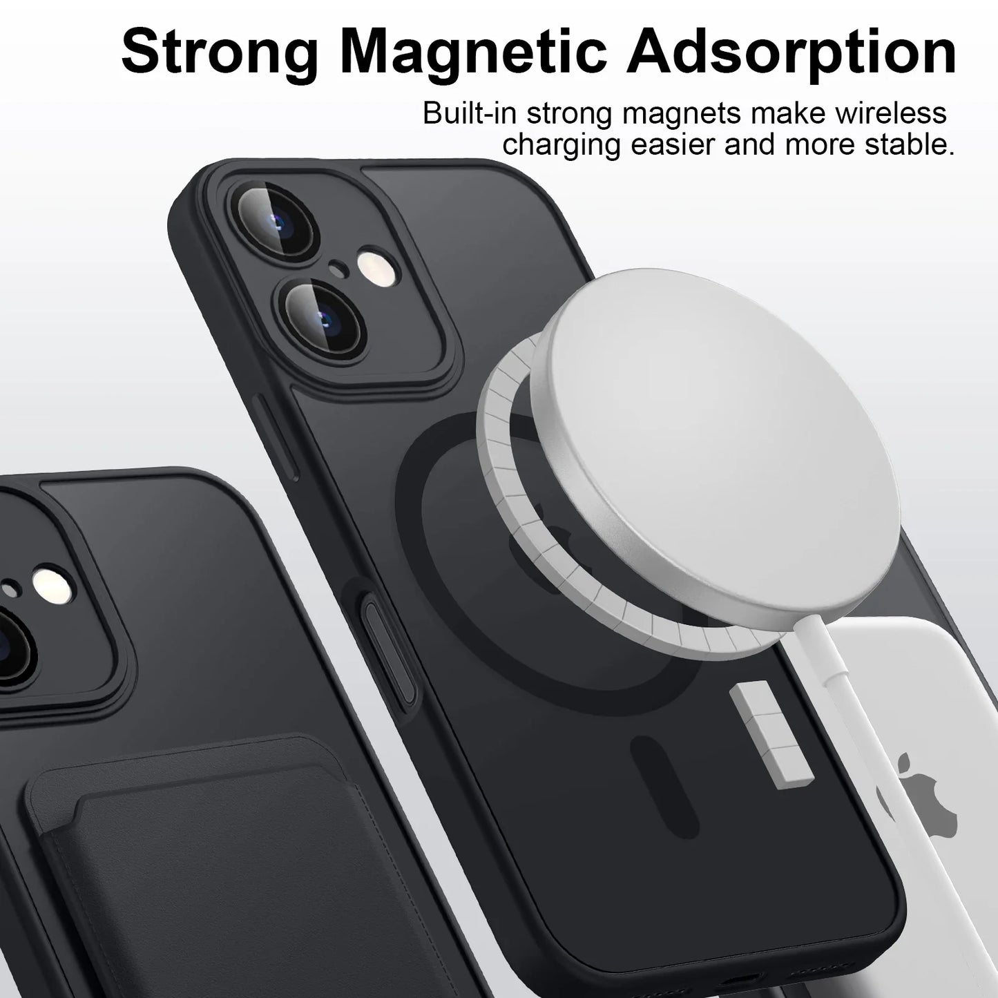 Luxury Magnetic Matte Translucent Armor Case - Shockproof MagSafe Cover for iPhone 11-16 with Wireless Charging Support