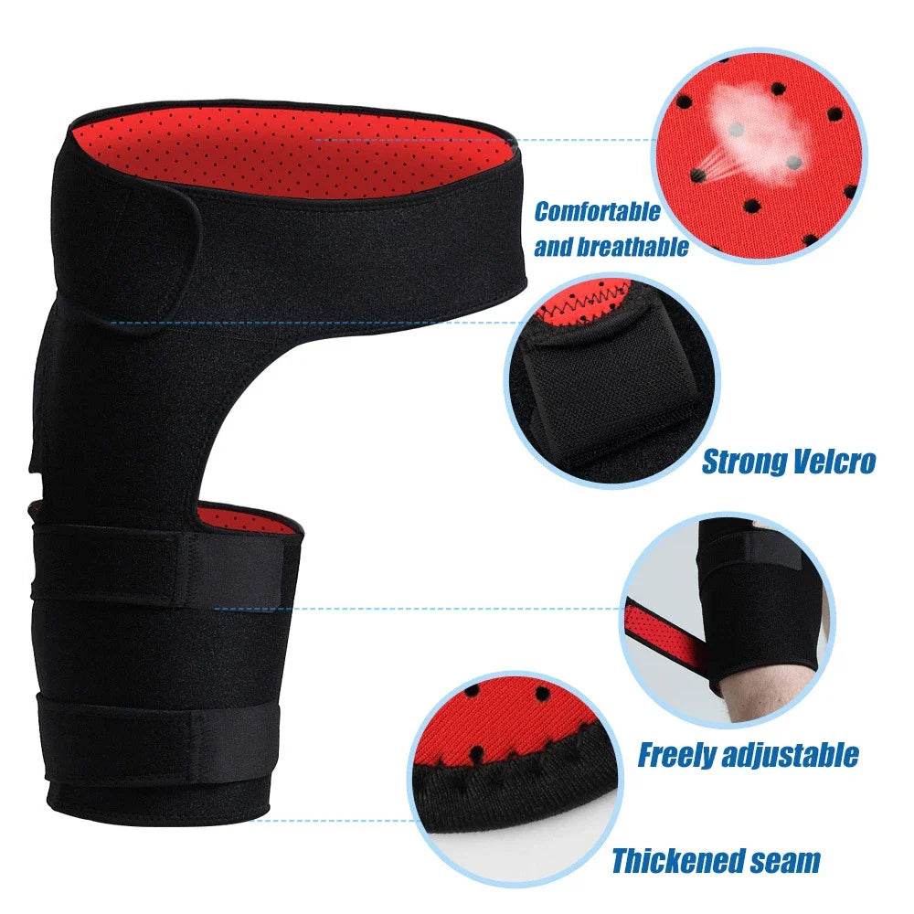 Hip Brace Thigh Compression Sleeve – Groin & Hamstring Support Wrap for Sciatica, Quad Strains & Hip Pain Relief