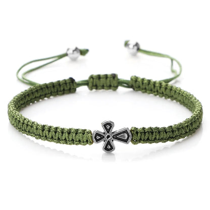 Prayer Cross Rope Bracelet - Handmade Adjustable Nylon Lucky Bangle Jewelry Gift for Women & Men