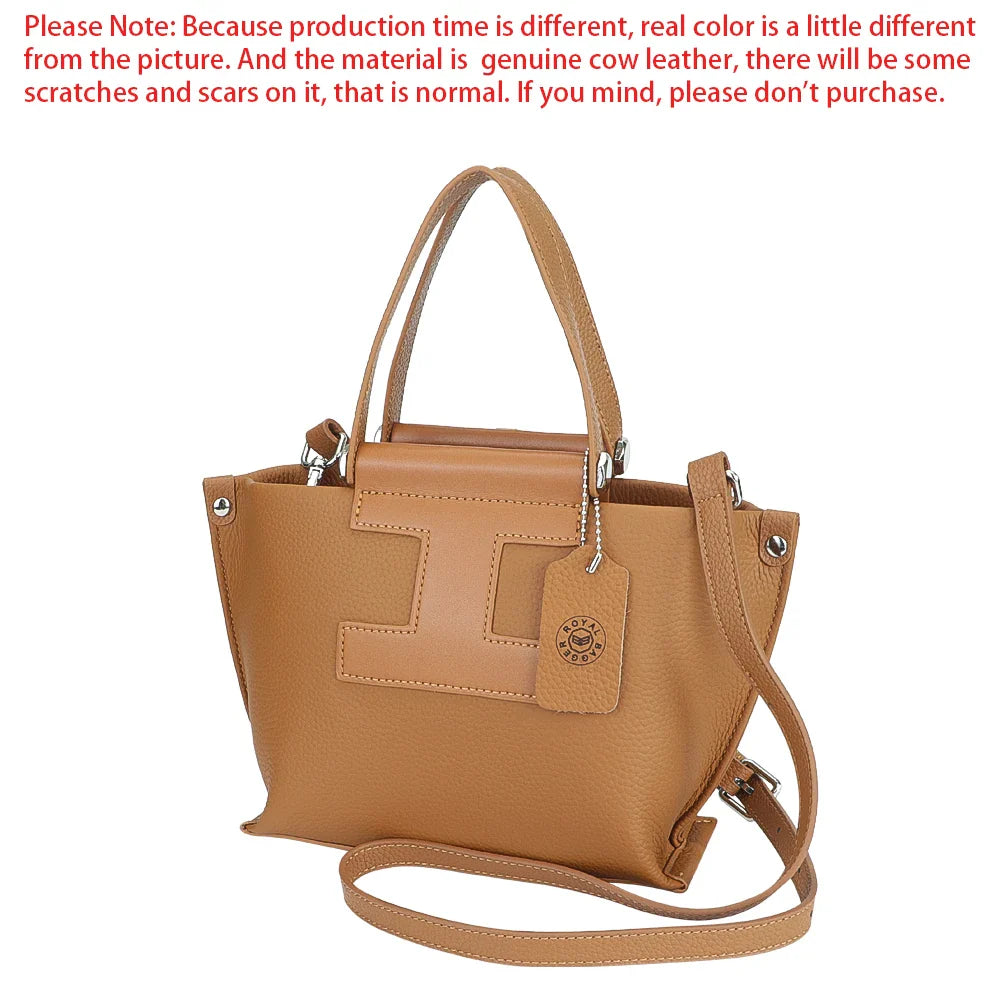 Royal Bagger Top-Handle Genuine Leather Handbag for Women – Trendy Casual Crossbody Bag with Adjustable Shoulder Strap 1859