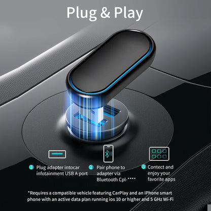 2025 360° Rotatable Wireless CarPlay & Android Auto Adapter — Mini Box, Plug & Play with Fast WiFi Connection