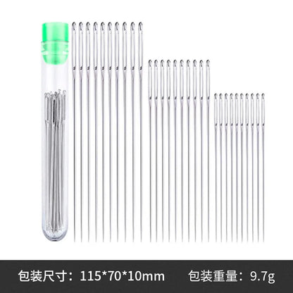 Large Eye Sewing Needles Set – Stainless Steel Hand Stitching & Leather Craft Needles for Knitting, Embroidery & DIY Sewing Tools