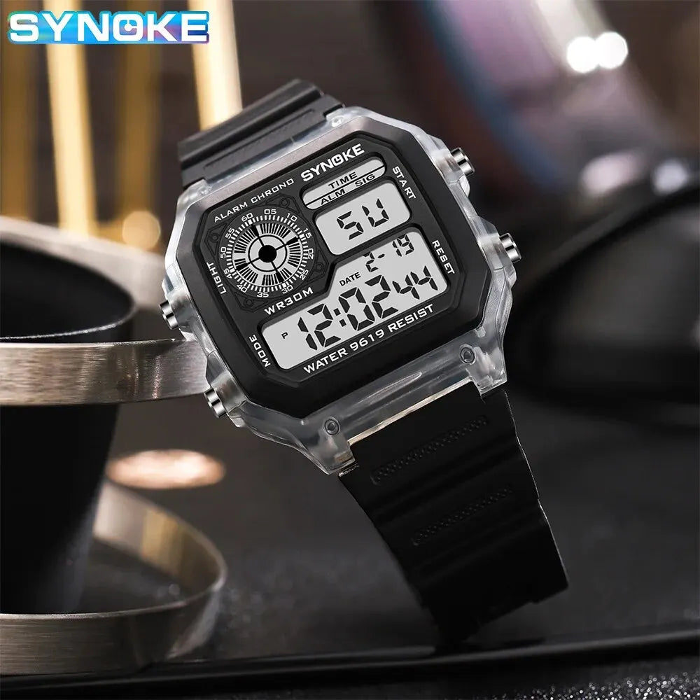SYNOKE Digital Watches – Luminous Multifunction Sports Wristwatch for Men and Women, Waterproof with Seven Lights for Outdoor and Running