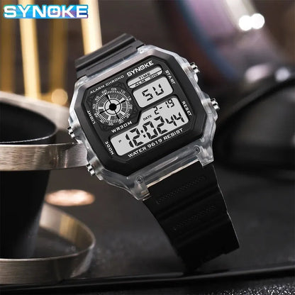 SYNOKE Digital Watches – Luminous Multifunction Sports Wristwatch for Men and Women, Waterproof with Seven Lights for Outdoor and Running