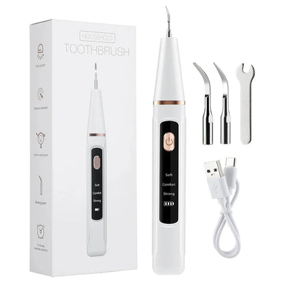 Ultrasonic Dental Scaler – Tartar Removal, Calculus Remover, Tooth Stain Cleaner with LED Light, Tooth Whitening Tools for Household Use