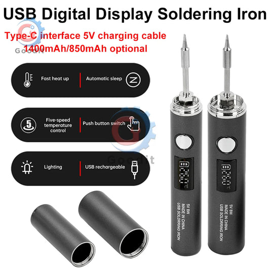 USB Type-C Soldering Iron – 5-Speed 260~420℃ Adjustable Portable Electric Pen with Replaceable Tip for DIY & Electronics Repair