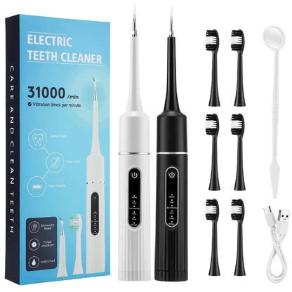 Electric Sonic Tooth Cleaner – Waterproof Dental Plaque & Tartar Remover Ultrasonic Toothbrush with 5 Replacement Brush Heads