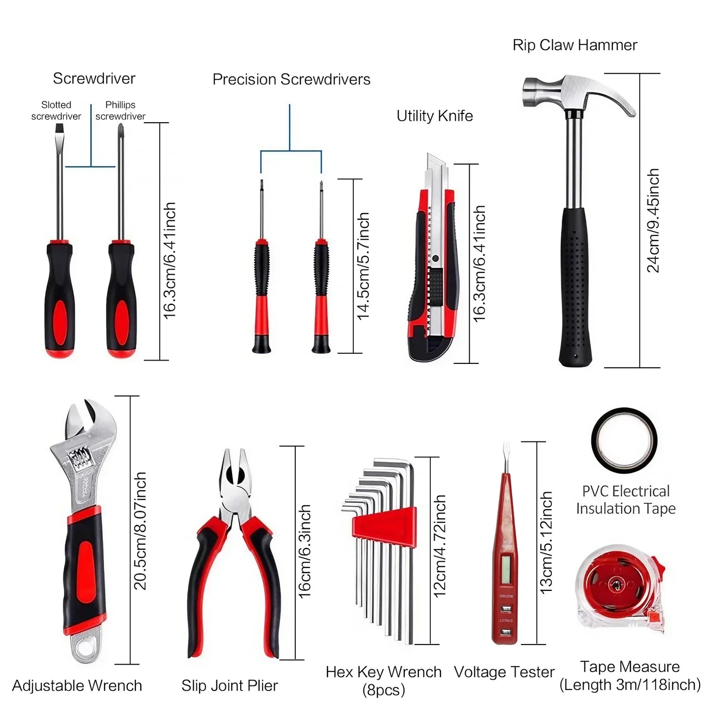 STOENGO Household Tool Kit Set - 19/43/108PCS DIY Hand Tools with Hammer, Screwdriver, Saw & Wrench