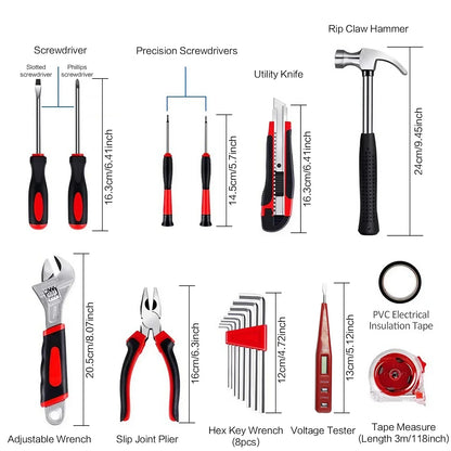 STOENGO Household Tool Kit Set - 19/43/108PCS DIY Hand Tools with Hammer, Screwdriver, Saw & Wrench