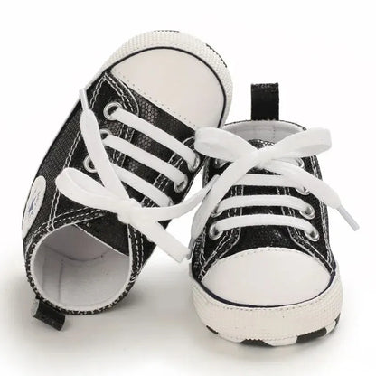 Meckior Baby Flash Canvas Sneakers – Infant First Walkers Soft Sole Anti-Slip Shoes for Boys & Girls