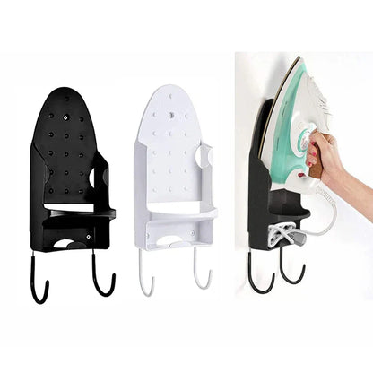 Keep Your Iron Handy: Portable Iron Holder - Wall Mount Ironing Board Hanger - Black and White Iron Storage Rack for Home or Hotel Use - Convenient Storage Solution