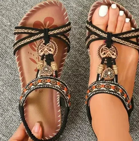 Women’s Bohemian Platform Sandals - Lightweight Soft Sole Casual Beach Shoes