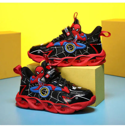 Disney Boys LED Shoes – Cartoon Sports Sneakers with Non-Slip Leather, Size 25-35, Perfect for Running
