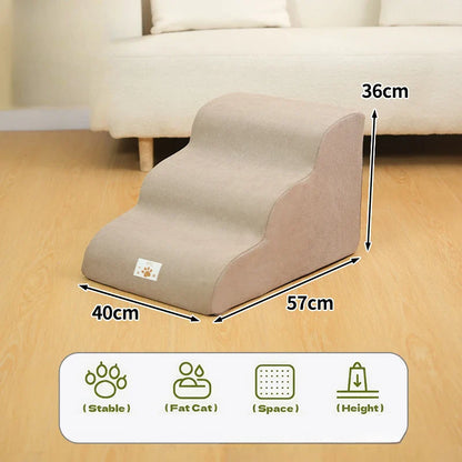 Pet 2/3-Step Stair Ramp for Dogs and Cats - Memory Foam Sponge, Removable and Washable, Training Pet Ramp for Sofa