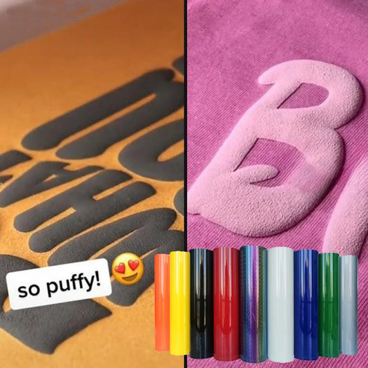 1 Sheet 3D Puff Heat Transfer Vinyl Film - Iron-On HTV for DIY T-Shirts, Clothes, Pillows, and Textile Fabric, Available in 18 Colors
