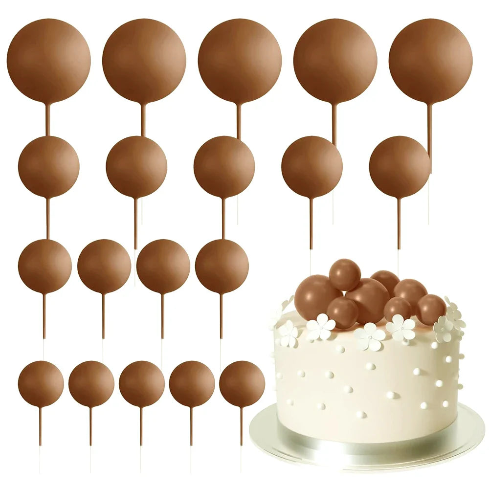 20Pcs Colorful Cake Topper Balls – Gold, Silver & Pastel DIY Cake Decorations for Birthday, Wedding & Party Supplies