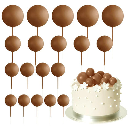 20Pcs Colorful Cake Topper Balls – Gold, Silver & Pastel DIY Cake Decorations for Birthday, Wedding & Party Supplies