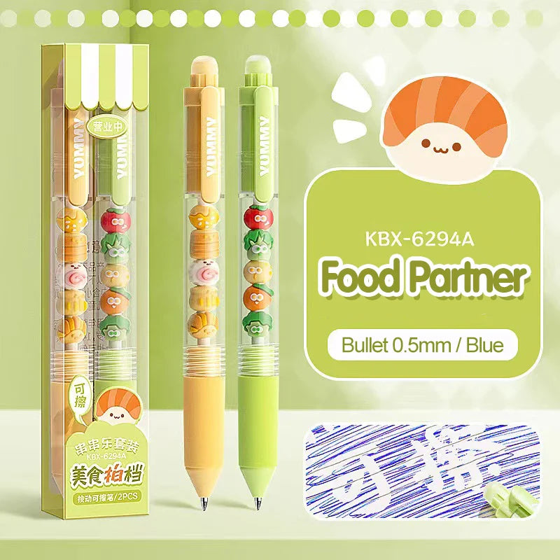 Press-to-Wipe Cartoon Neutral Ballpoint Pen with Thermal Eraser for Students – Crystal Blue, Easy to Wipe, Third Grade