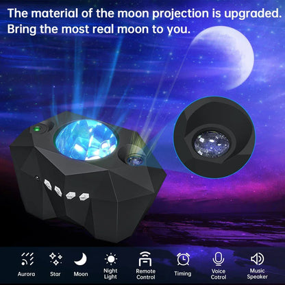 Aurora Galaxy Star Projector Night Light – Northern Lights Moon Lamp with Bluetooth Music for Bedroom Decor
