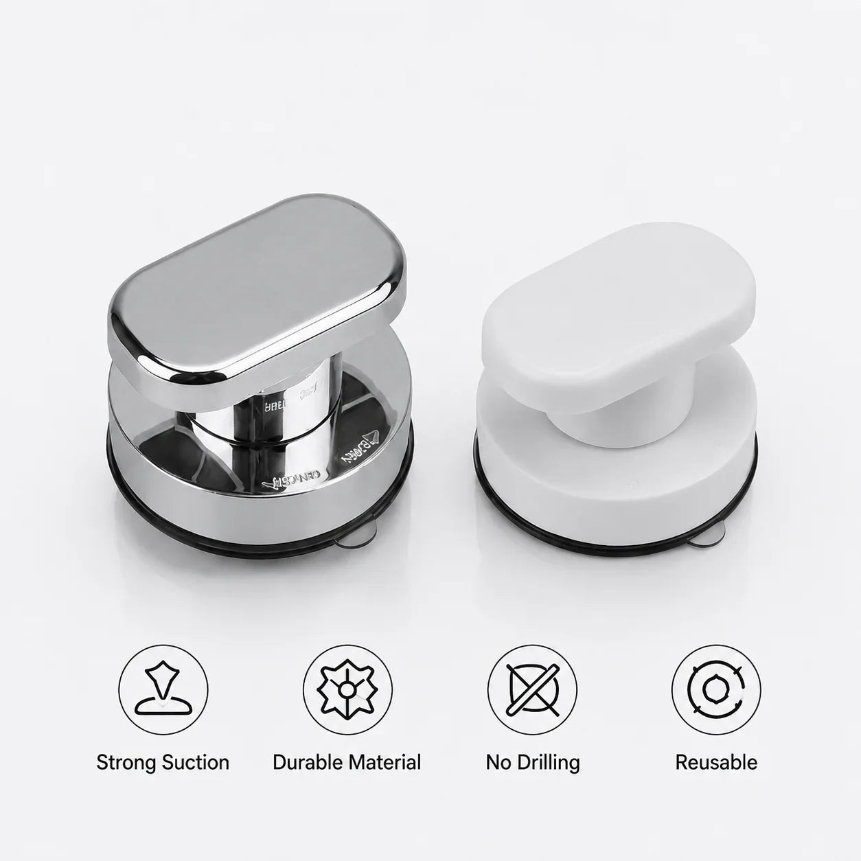 No Drill Bathroom Safety Grab Bar - Anti-Slip Suction Cup Shower Handle for Bathtub & Elderly Support