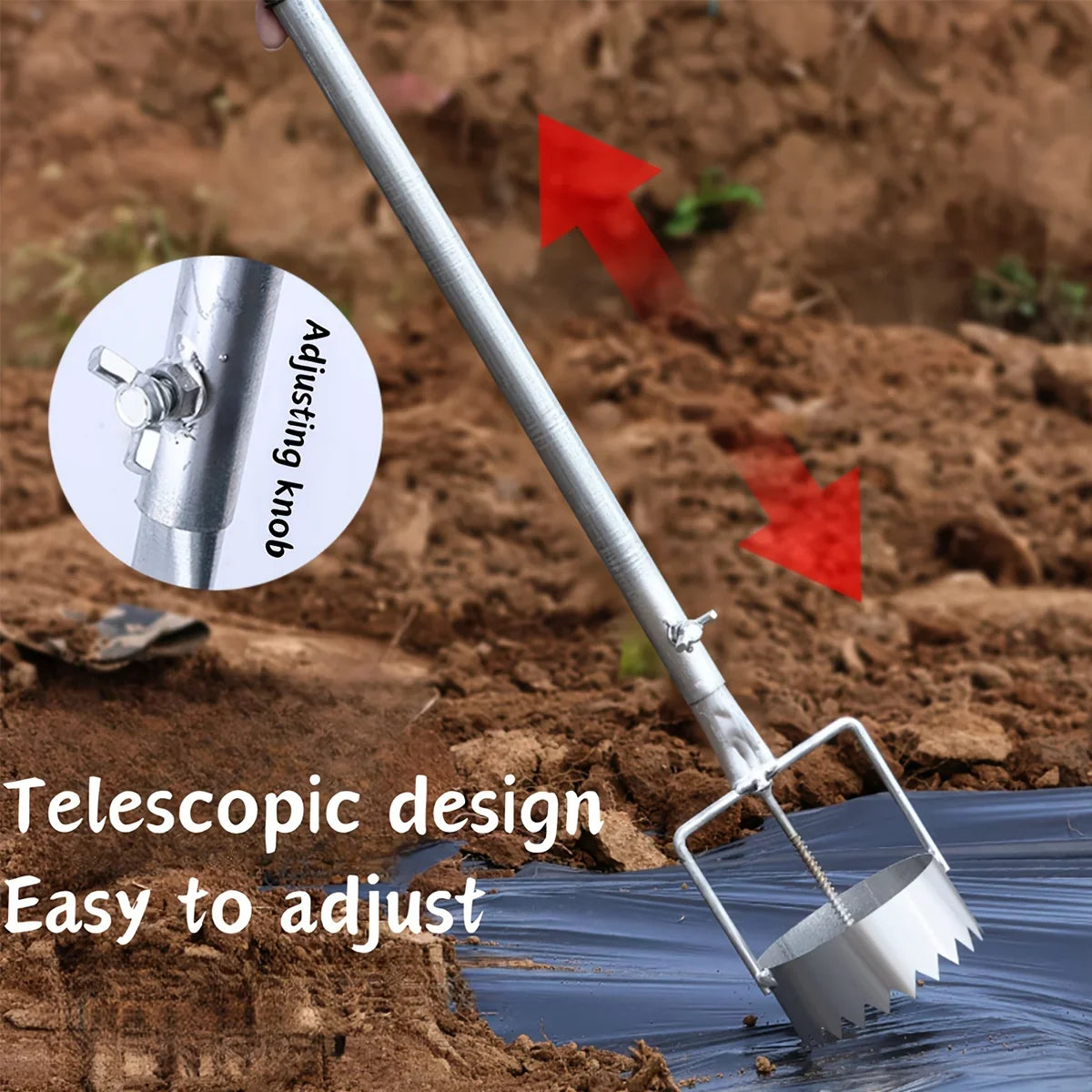 Plastic Film Perforator Tool - Telescopic Punch for Garden, Horticulture & Agricultural Planting