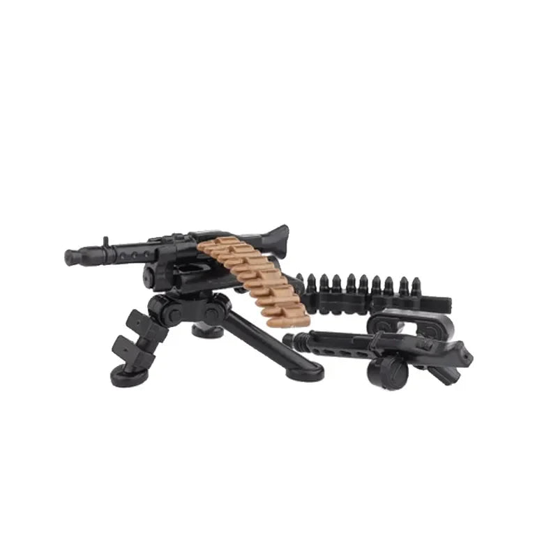 Military Building Blocks Soldier Set - Tactical Weapons Figures with Gatling Gun, Rifle, Mortar & Accessories Toy Kit