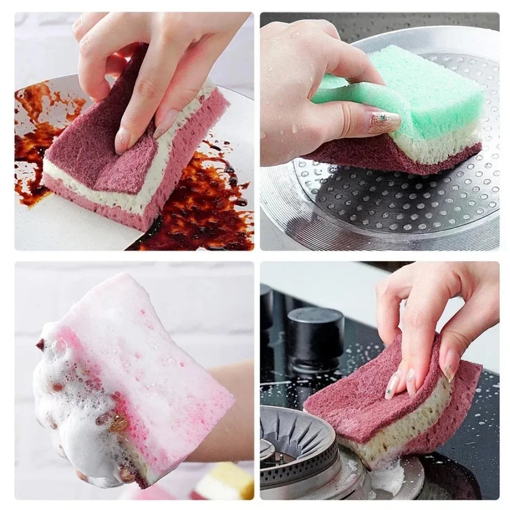 High-Density Sponge Cleaning Cloth — Non-Greasy Dishwashing & Kitchen Sponge for Pots, Bowls & Catering Use