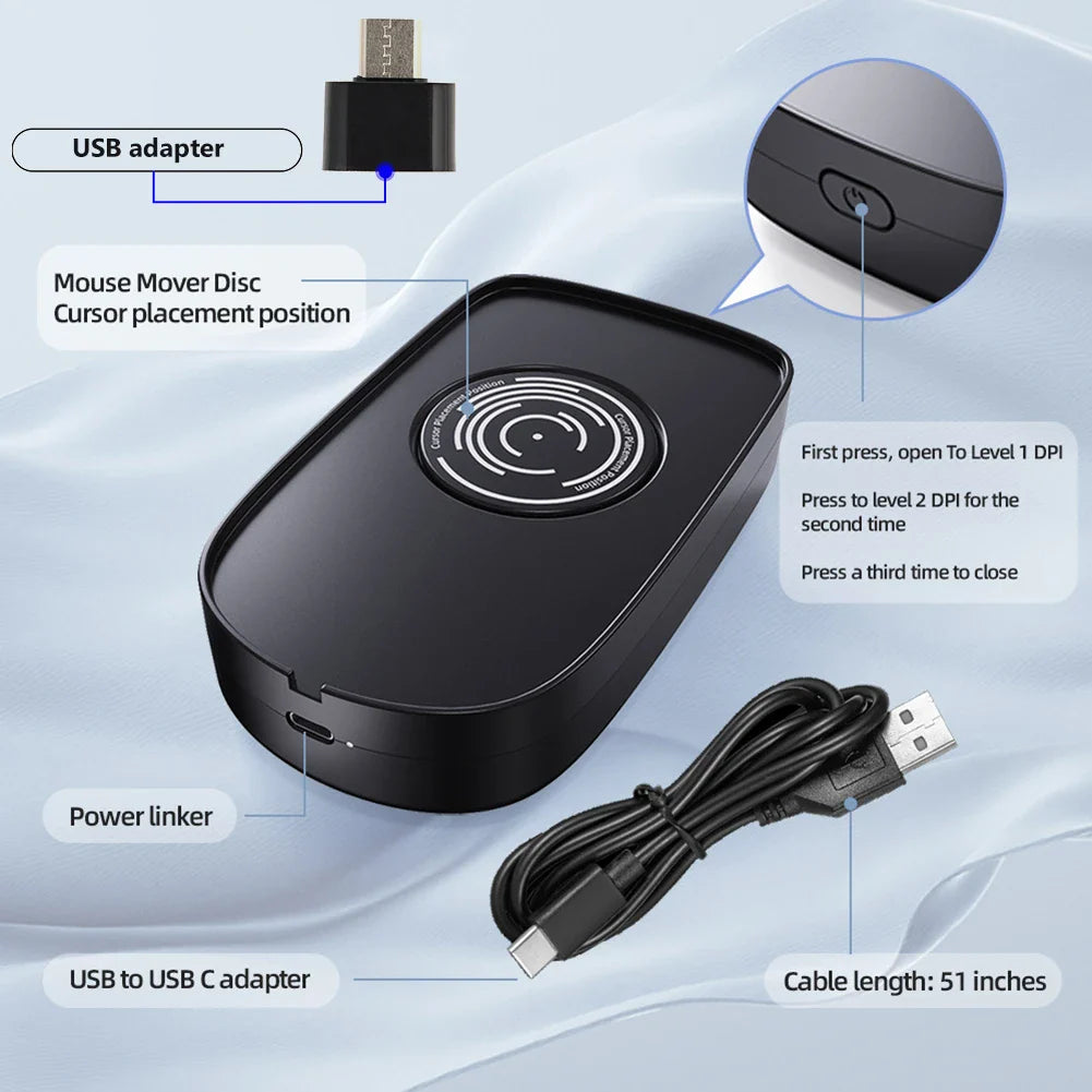 5V 1A Undetectable Mouse Jiggler – Wired & Wireless Mouse Mover for PC, Keeps Computer Active & Awake