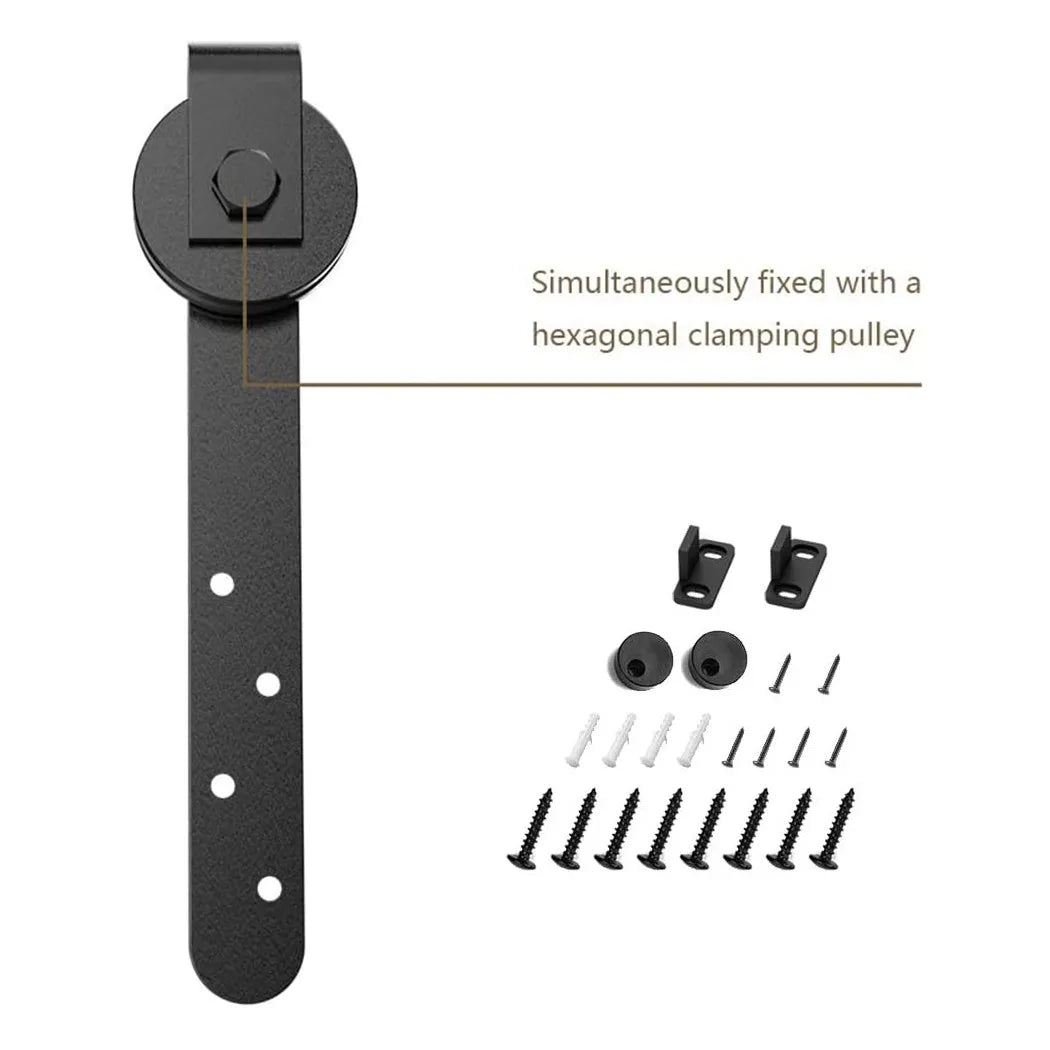Mini Sliding Barn Door Hardware Kit: Top-Mounted Hanging Rail Hanger Track - Steel Closet Door Roller Rail for Single Doors