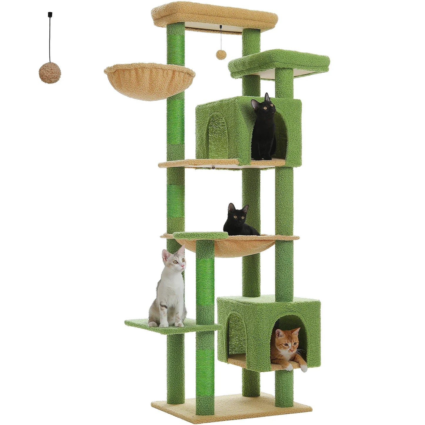 Large Cat Tree Tower – Multi-Level Plush Indoor Cat Condo with Scratching Posts, Boards, Perches & Caves