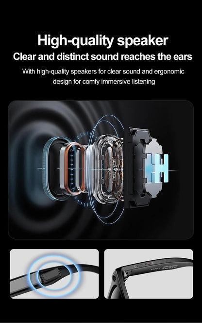 Smart AI Glasses — Video Recording, Photo Recognition, Translation, Bluetooth with 260mAh Battery, IP65 Waterproof